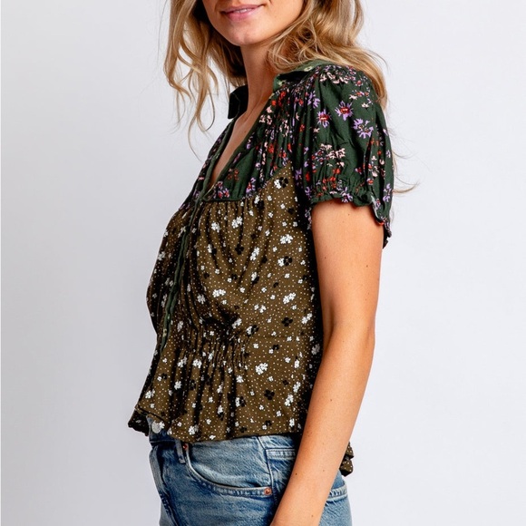 Free People Bella Blouse (NWT) Kelp Forest Combo size small - Picture 4 of 9